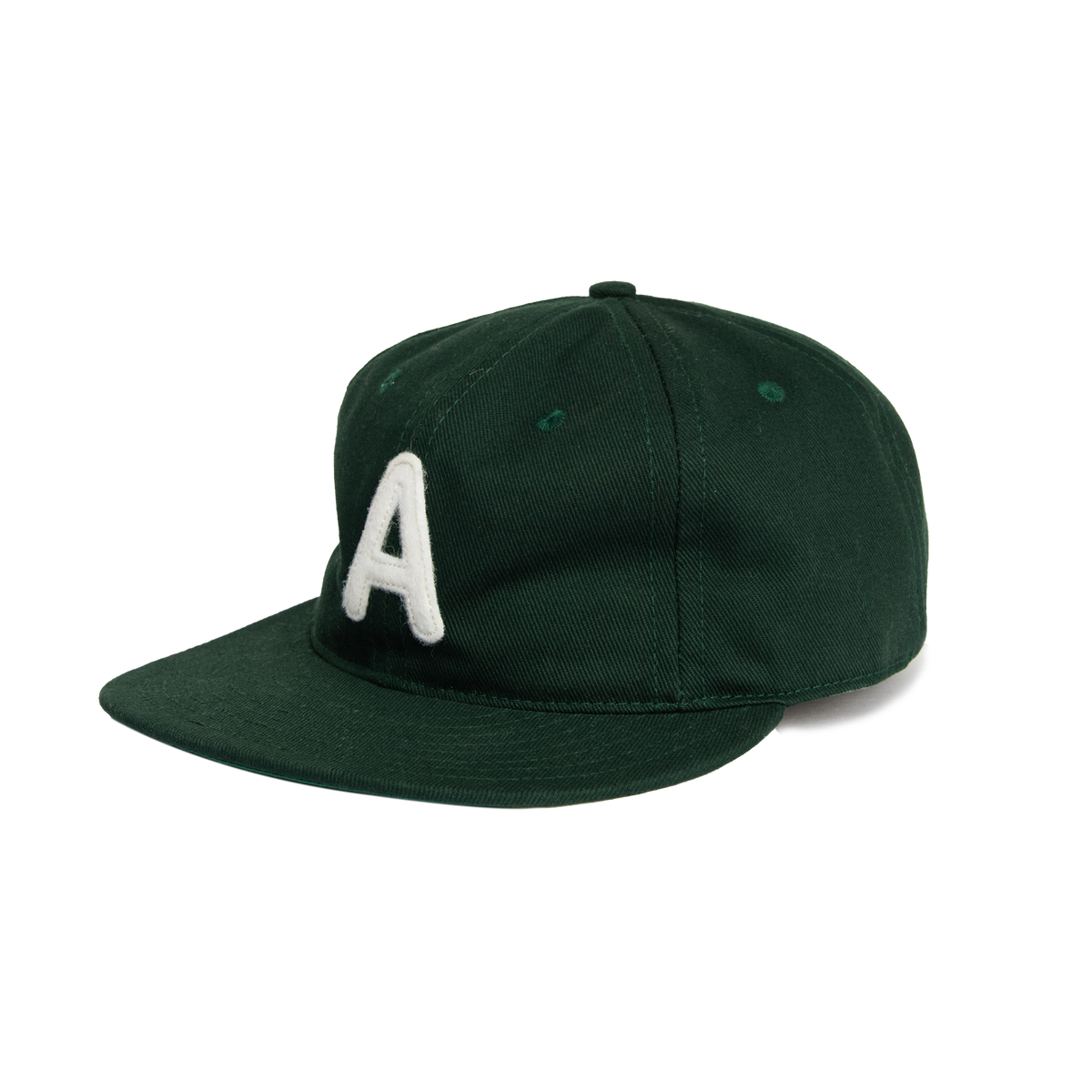 Unstructured cotton cap in Forest Green, made in the USA. bull denim twill