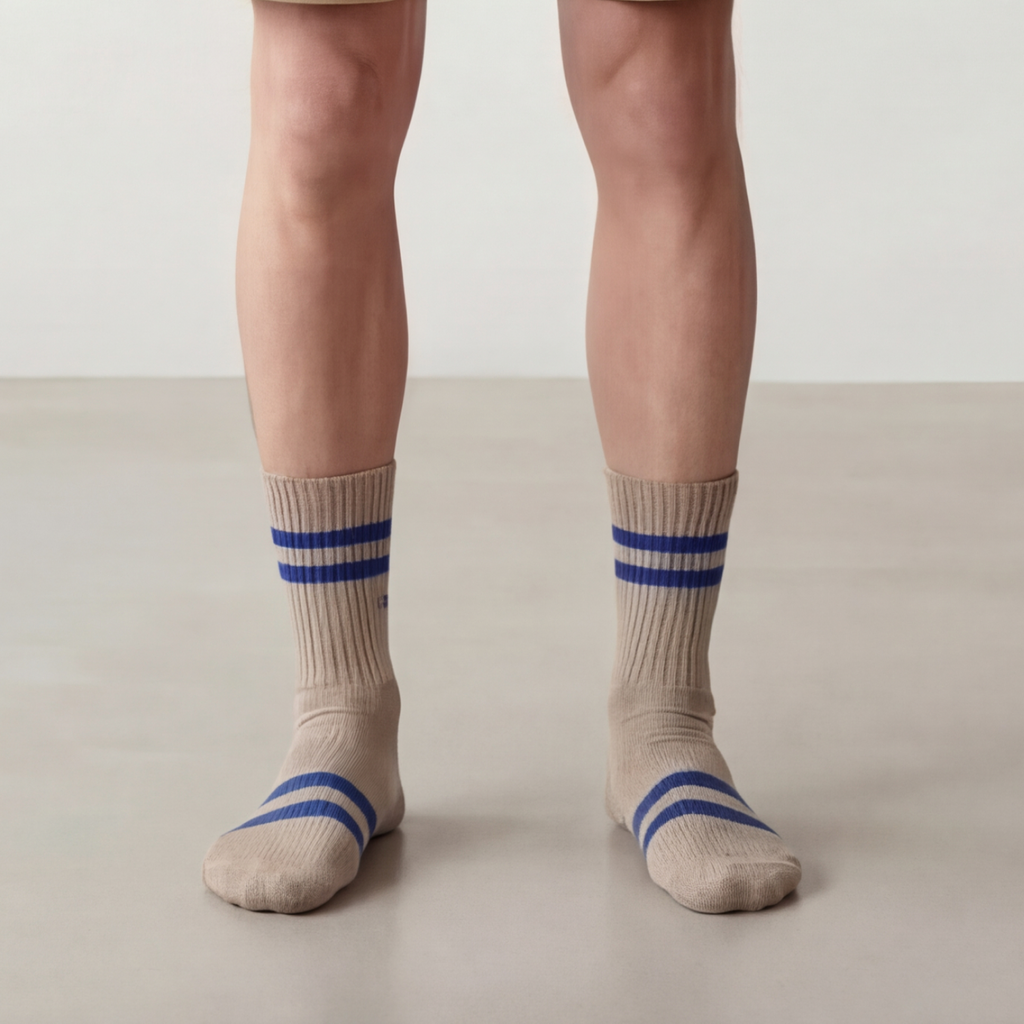 Arvin Goods Sand Stripe Crew Socks - Recycled Cotton Blend