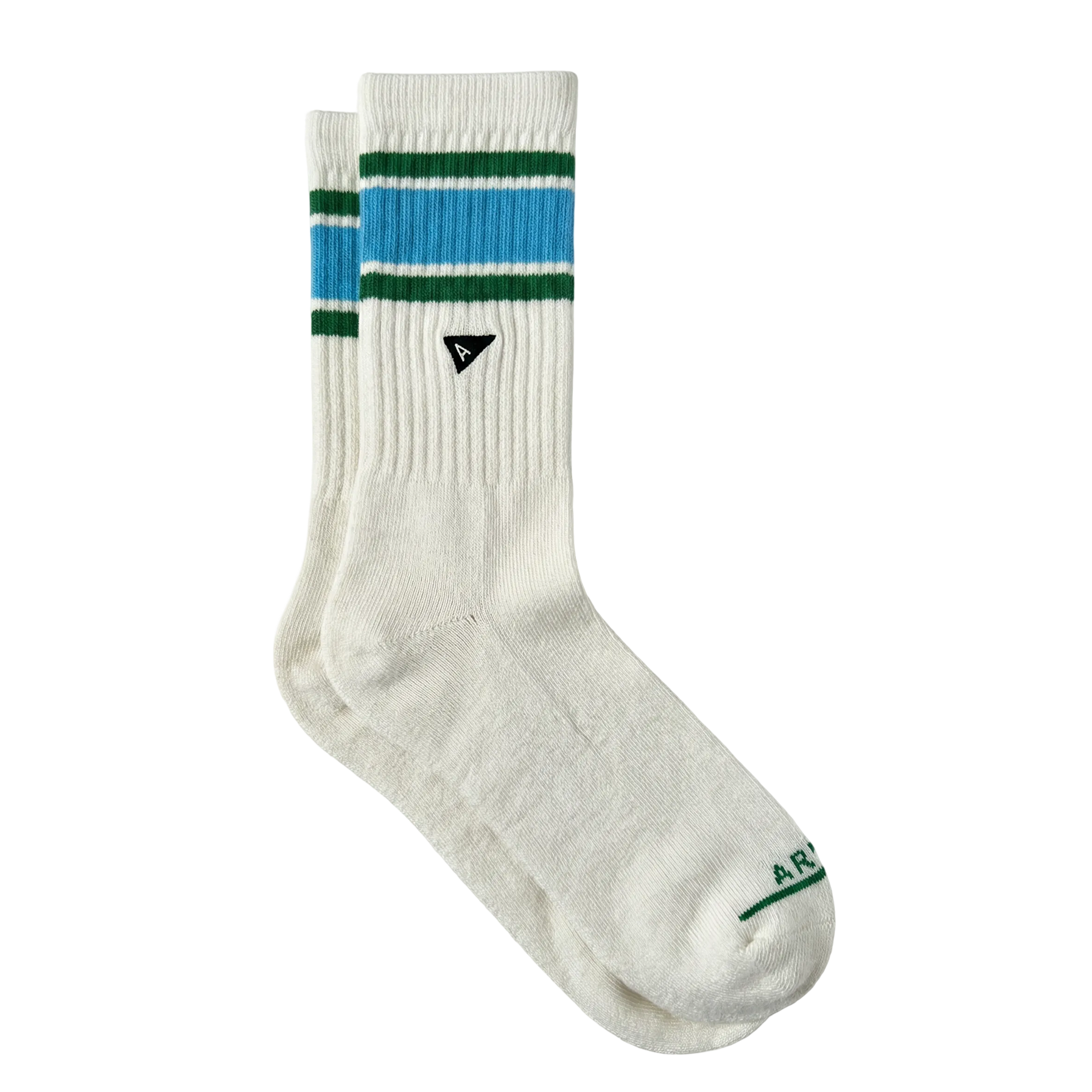 Arvin Goods Blue Retro Stripe Crew Sock - Recycled Cotton