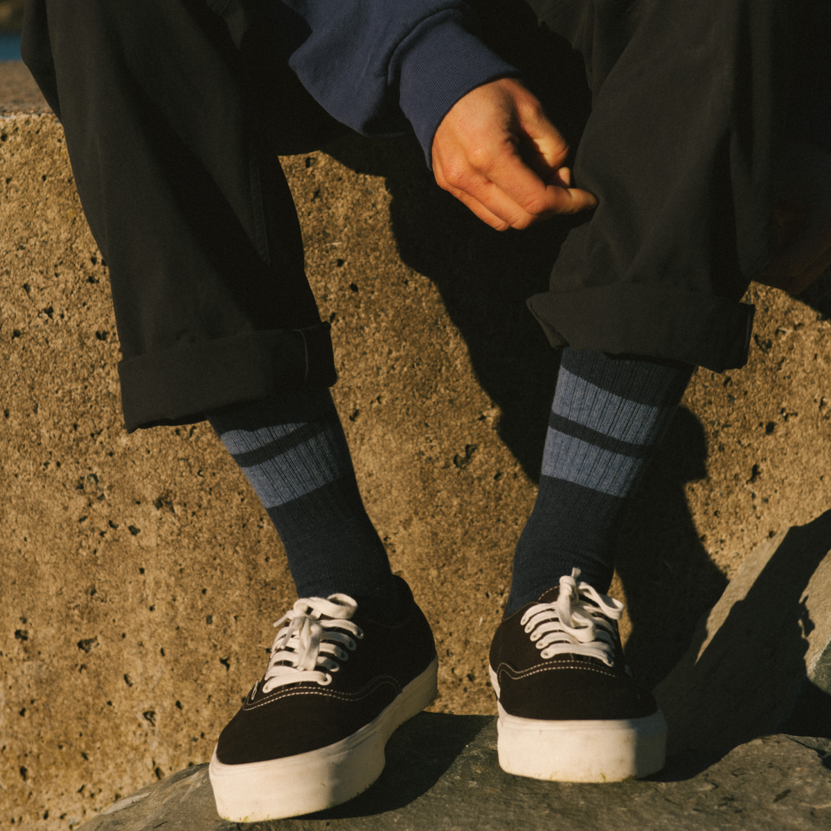 Crew Sock – Navy Stripe