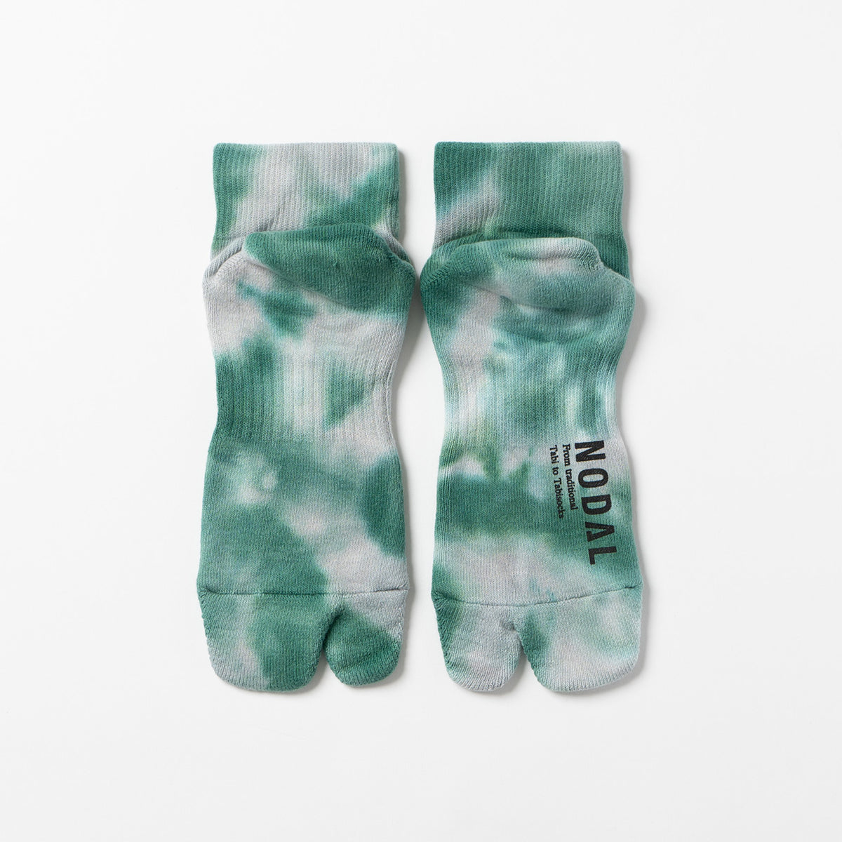 NODAL Split-Toe Tabi Socks - Tie Dye Light Grey/Green | Japan Made