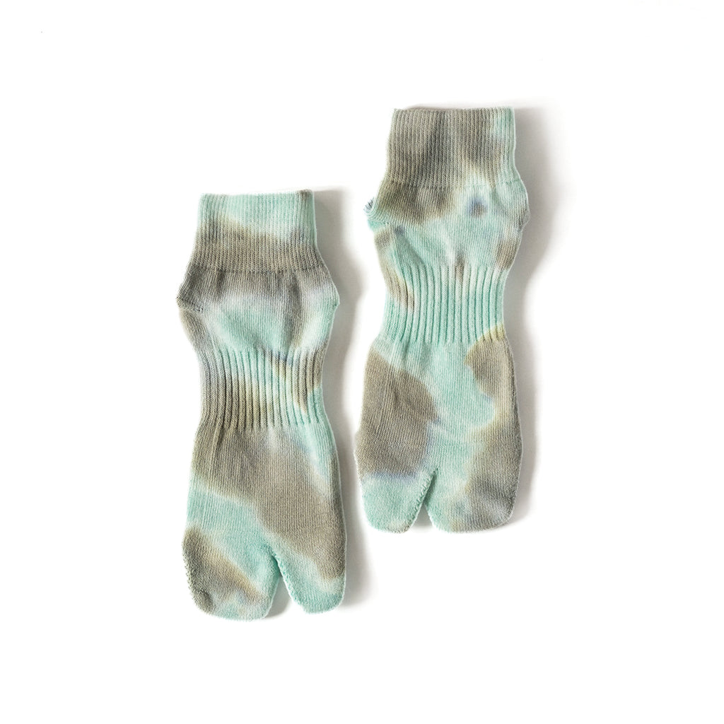 NODAL Tabi Sock – Tie Dye Soda/Khaki/Gray | Made in Japan